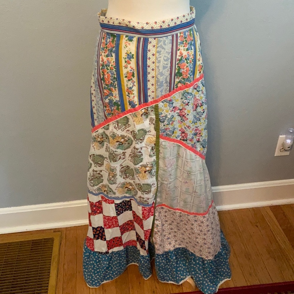 Vintage long Shirt Boho Hippie Multi Print